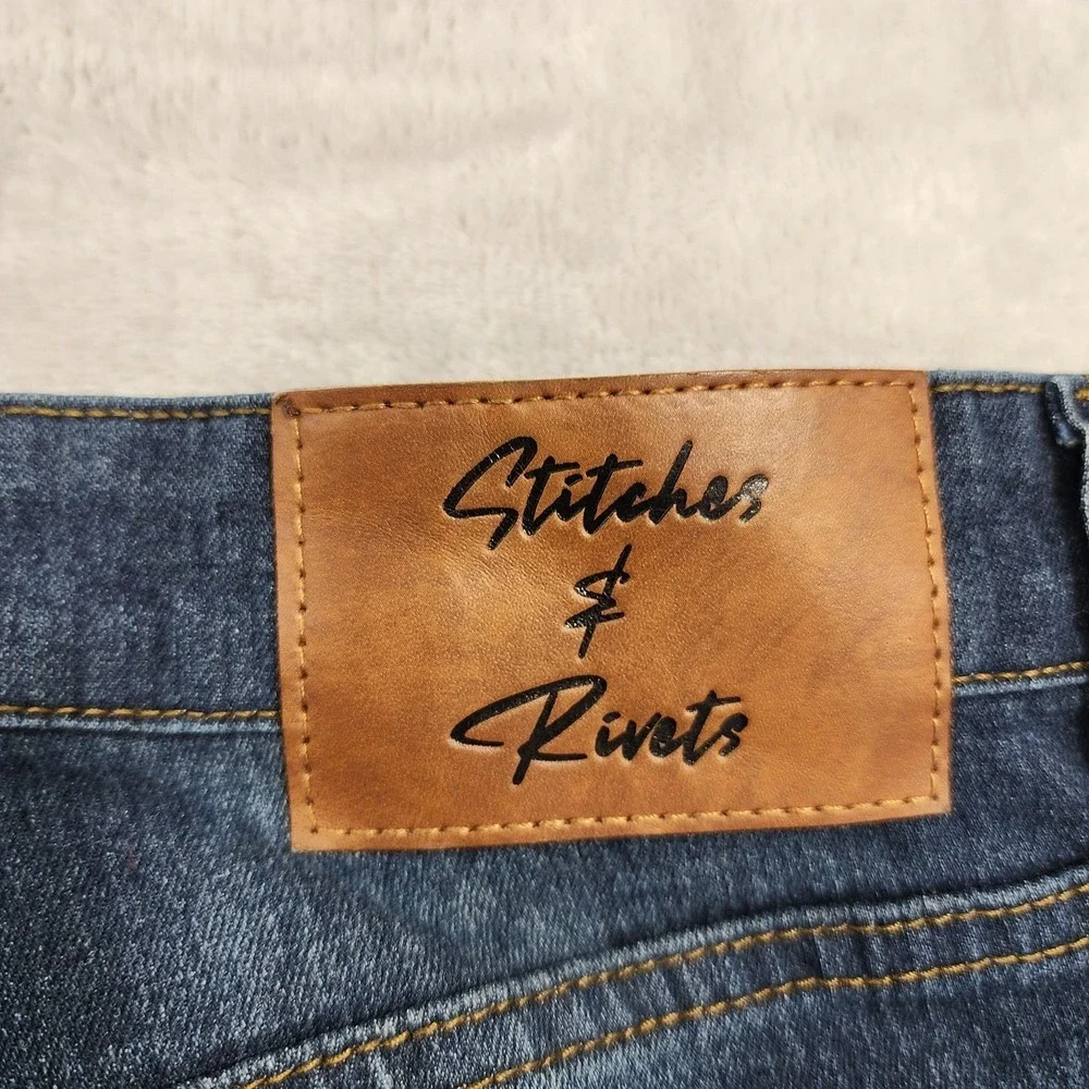 Stitches & Rivets Jeans Mens 32x30 Blue Regular Straight Stretch Denim Casual